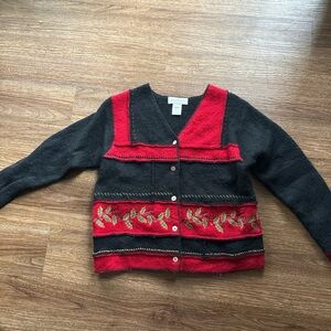 Susan Bristol Red and Black Floral Sweater